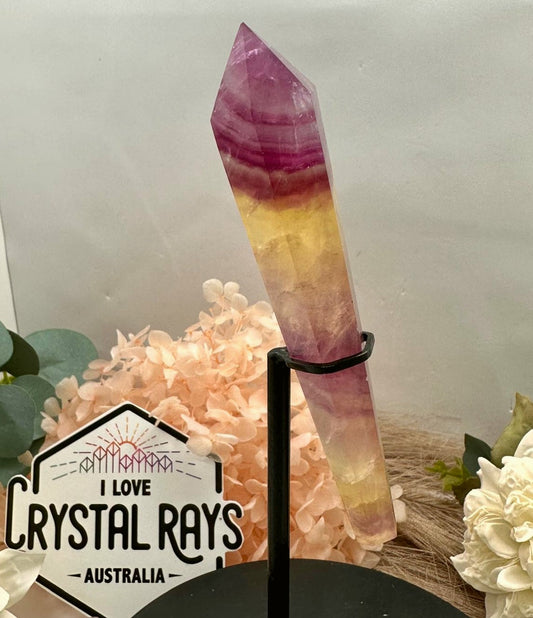 Rainbow Fluorite Wand + Stand