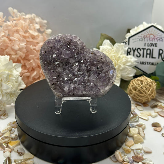 Amethyst Cluster ~ Heart carving