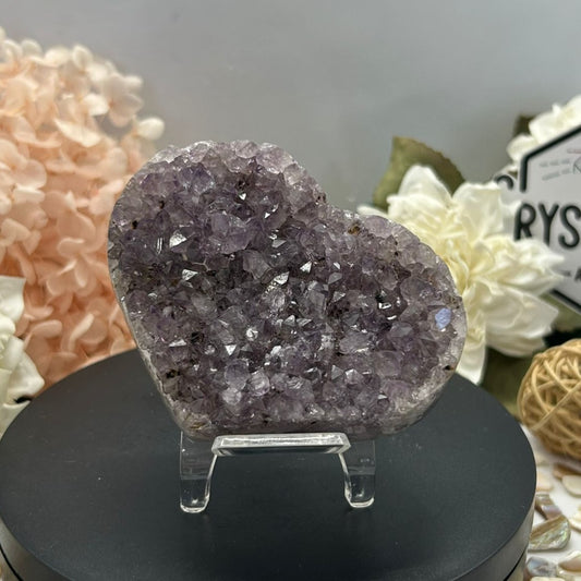 Amethyst Cluster ~ Heart carving