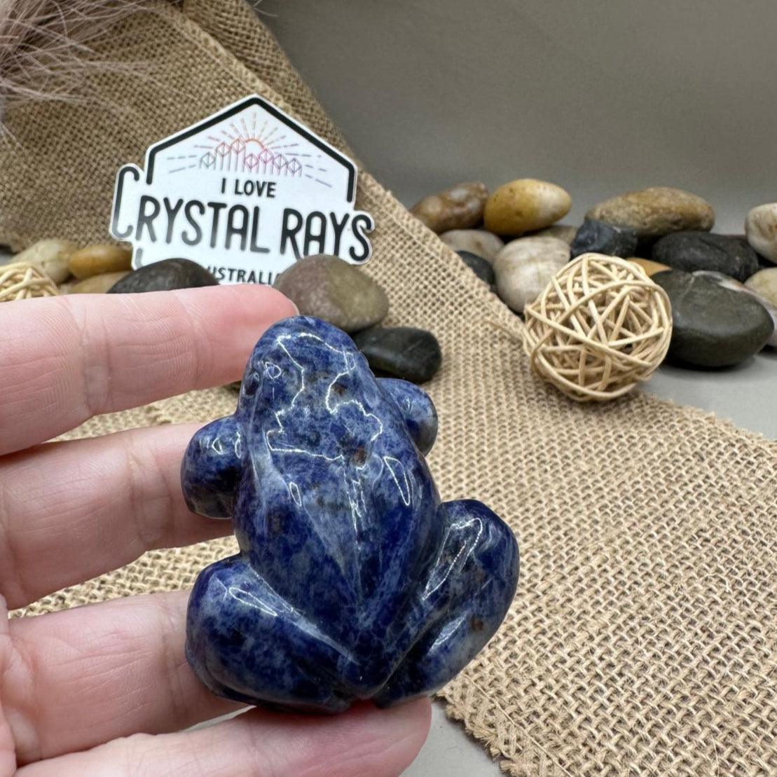 Sodalite Frog Carving