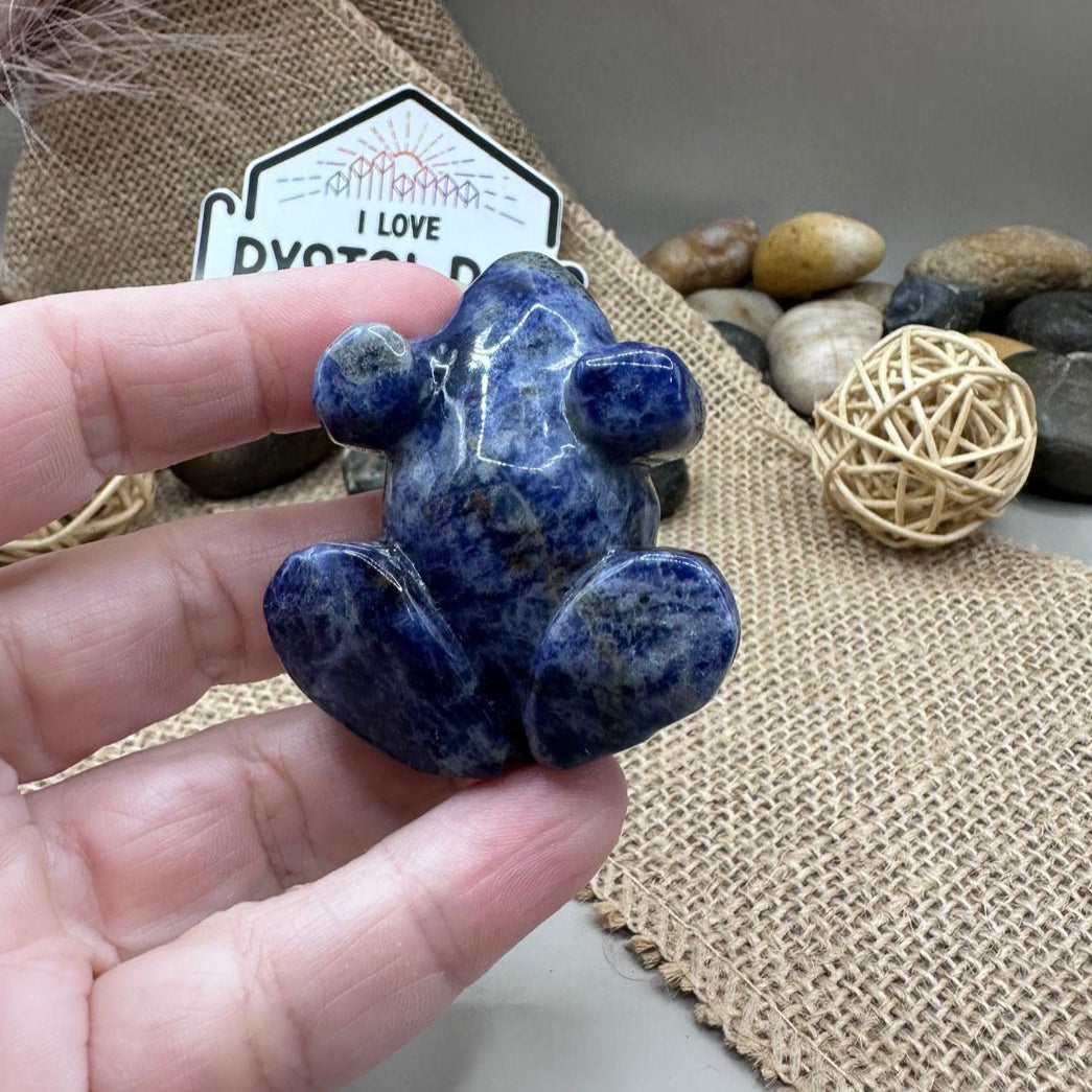 Sodalite Frog Carving