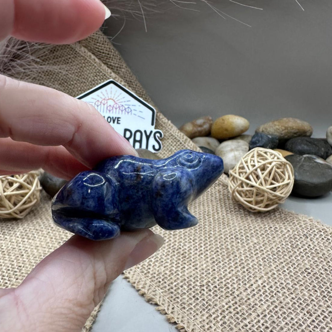 Sodalite Frog Carving
