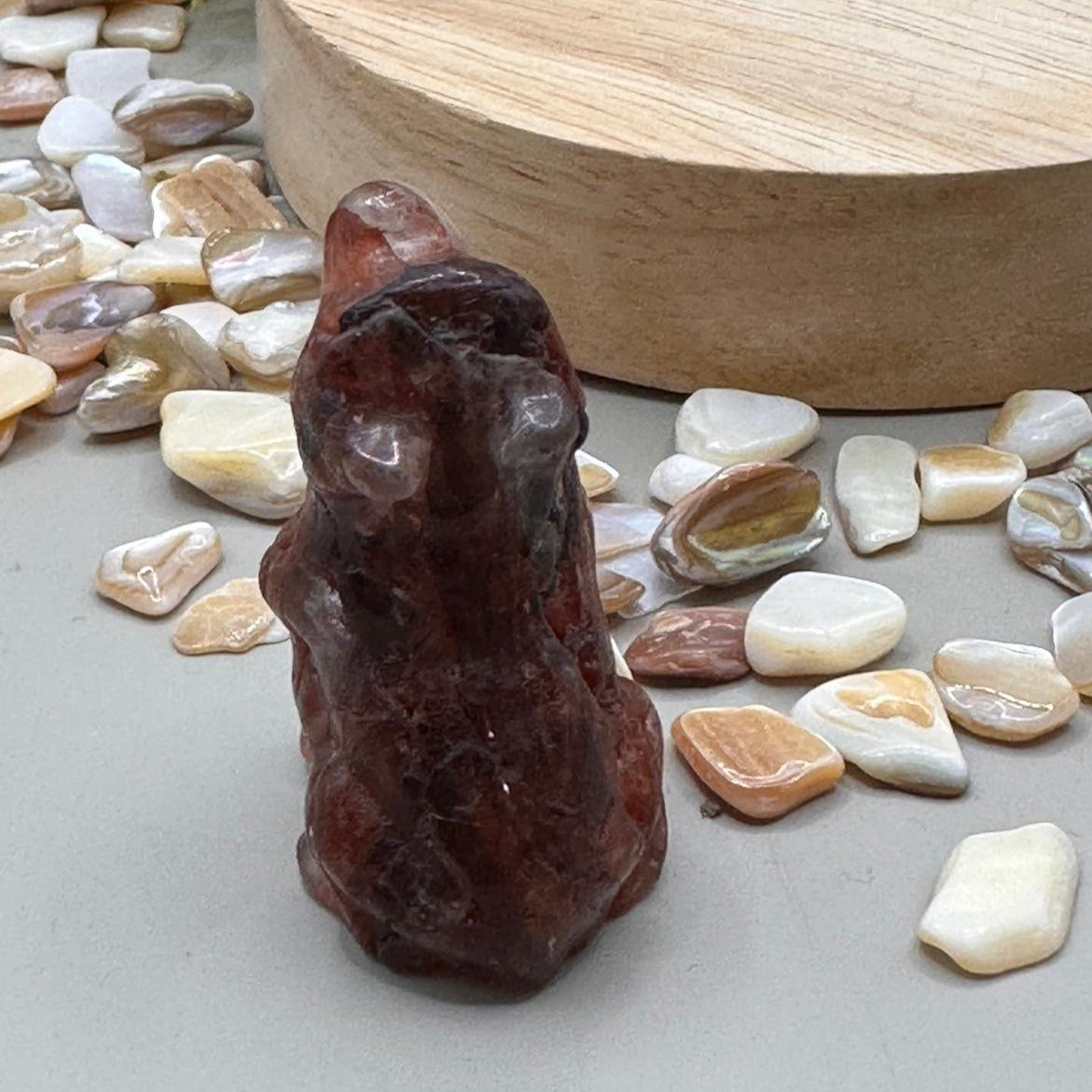 Fire Quartz Wolf Carvings
