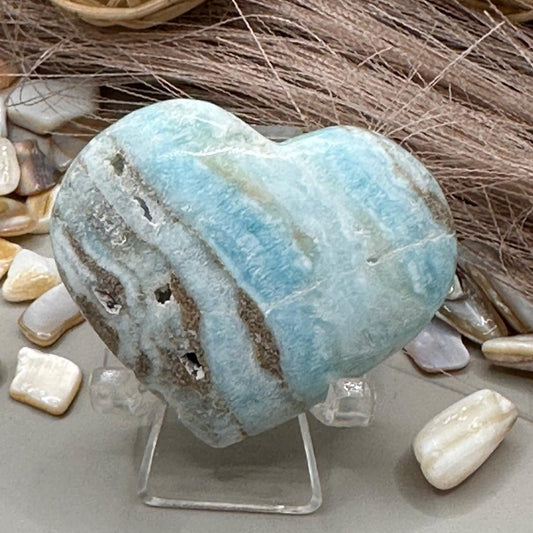 Blue Aragonite ~ Heart Carving