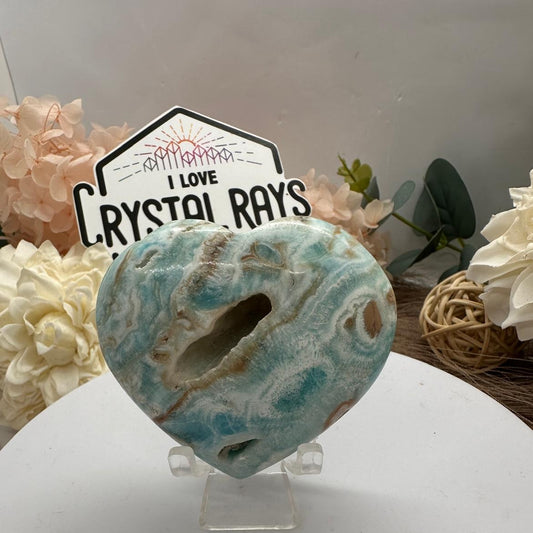 Blue Aragonite ~ Heart carving
