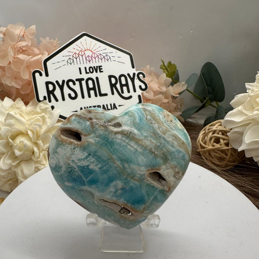 Blue Aragonite ~ Heart carving