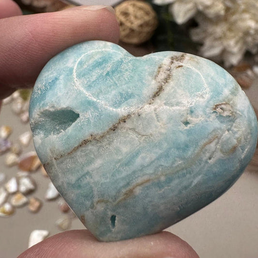 💙 Blue Aragonite Heart carving