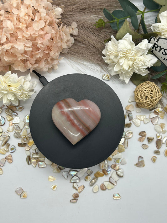 Pink Banded Onyx ~ Heart