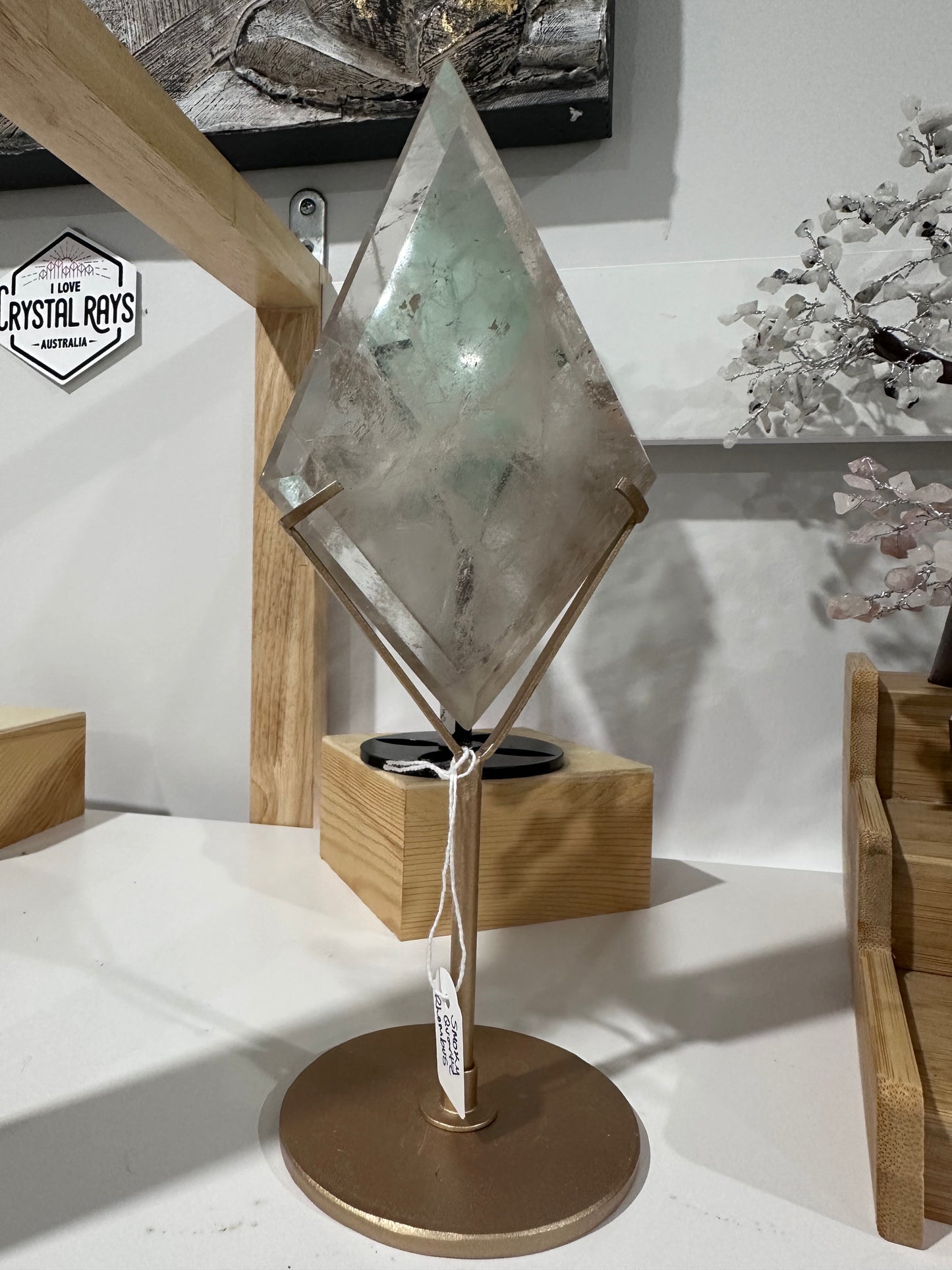 Smoky Quartz Diamond + Stand 309g