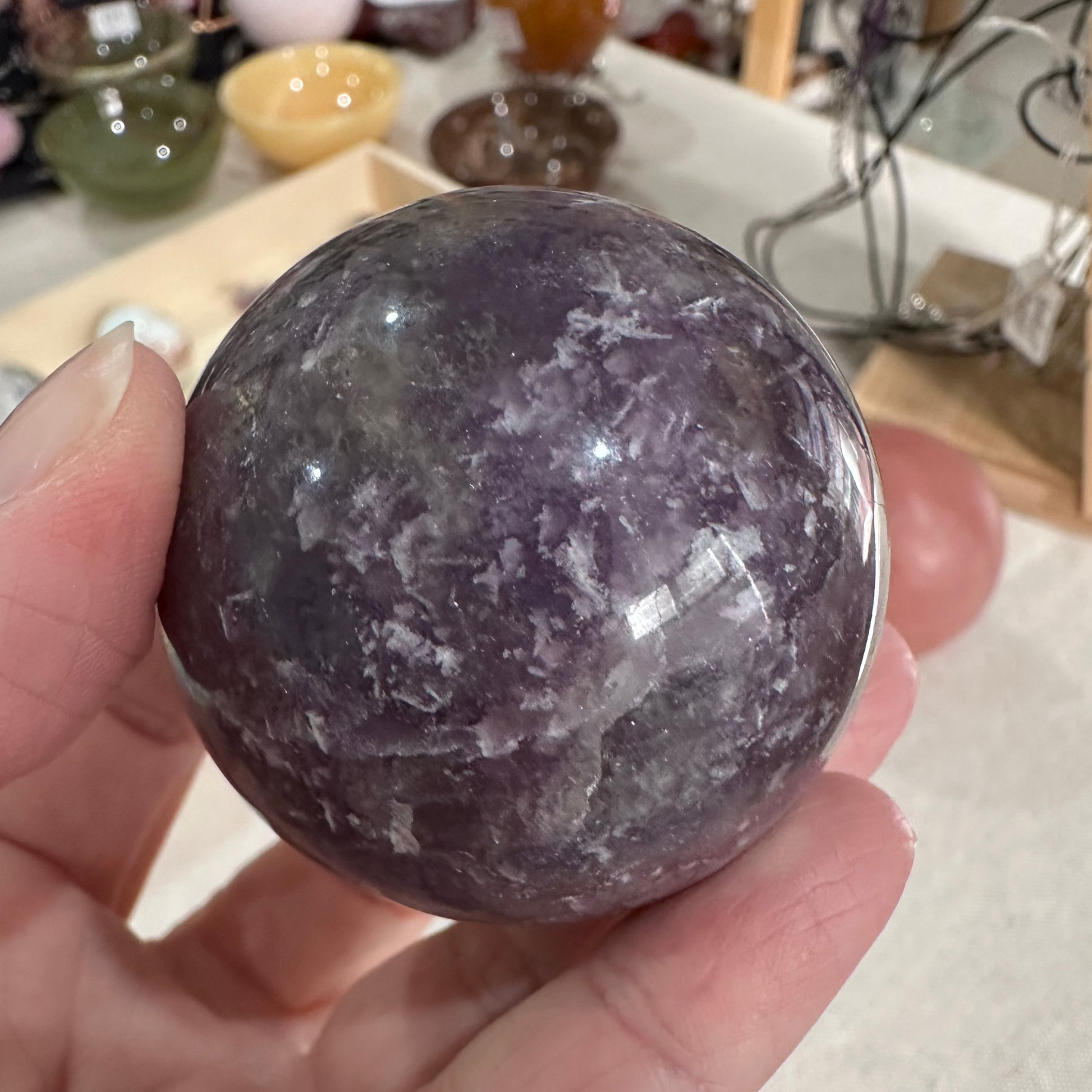 Tourmaline in Purple Mica Sphere