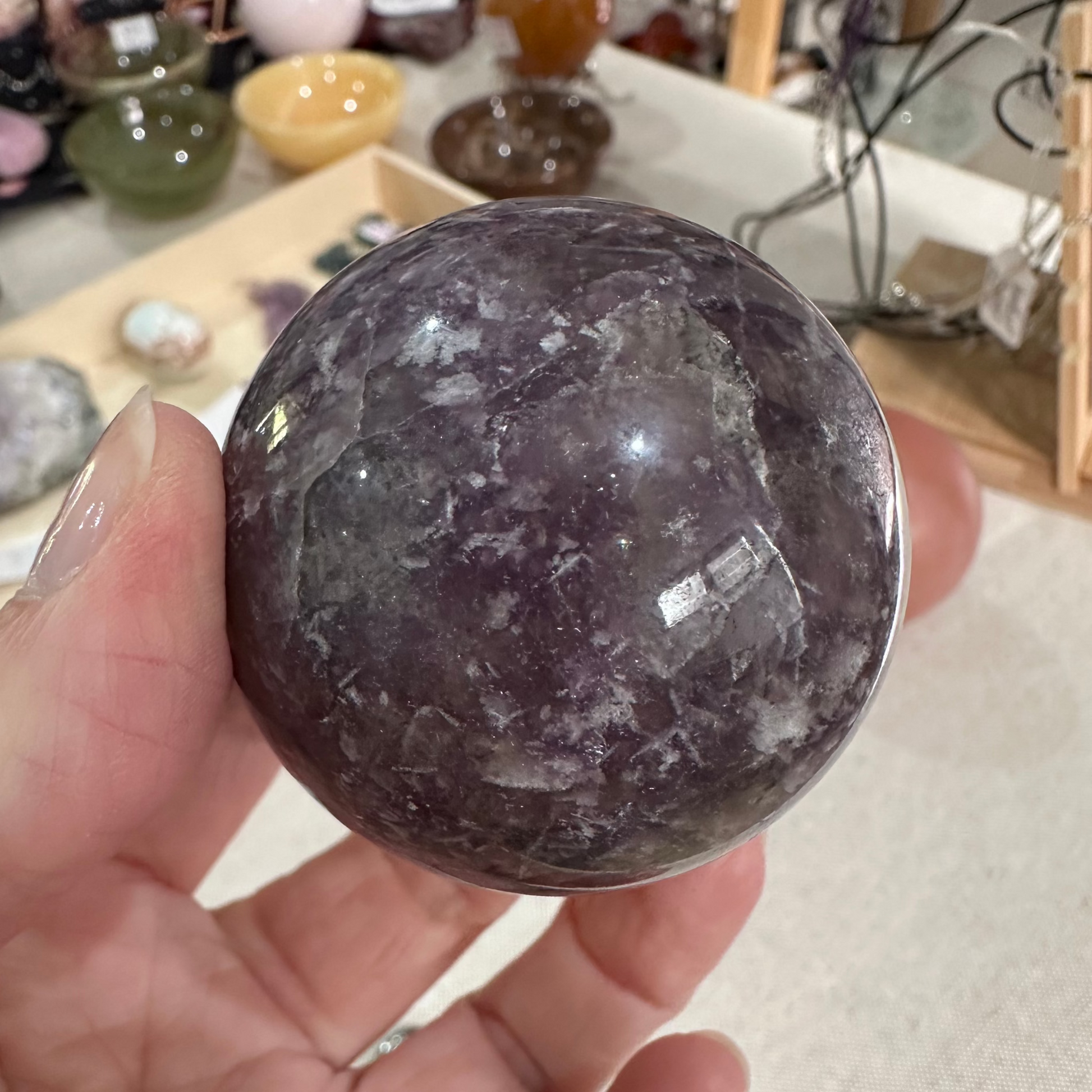 Tourmaline in Purple Mica Sphere
