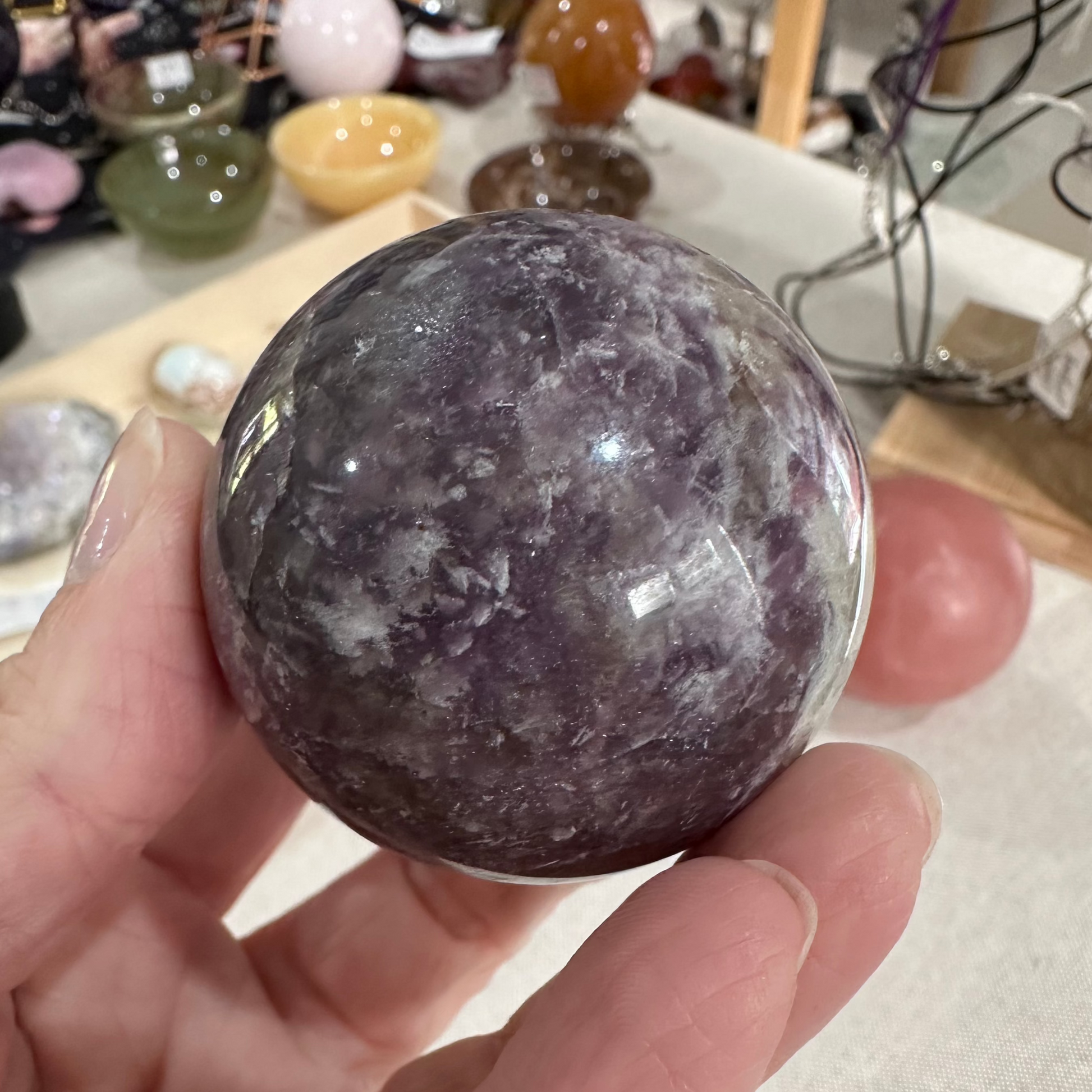 Tourmaline in Purple Mica Sphere