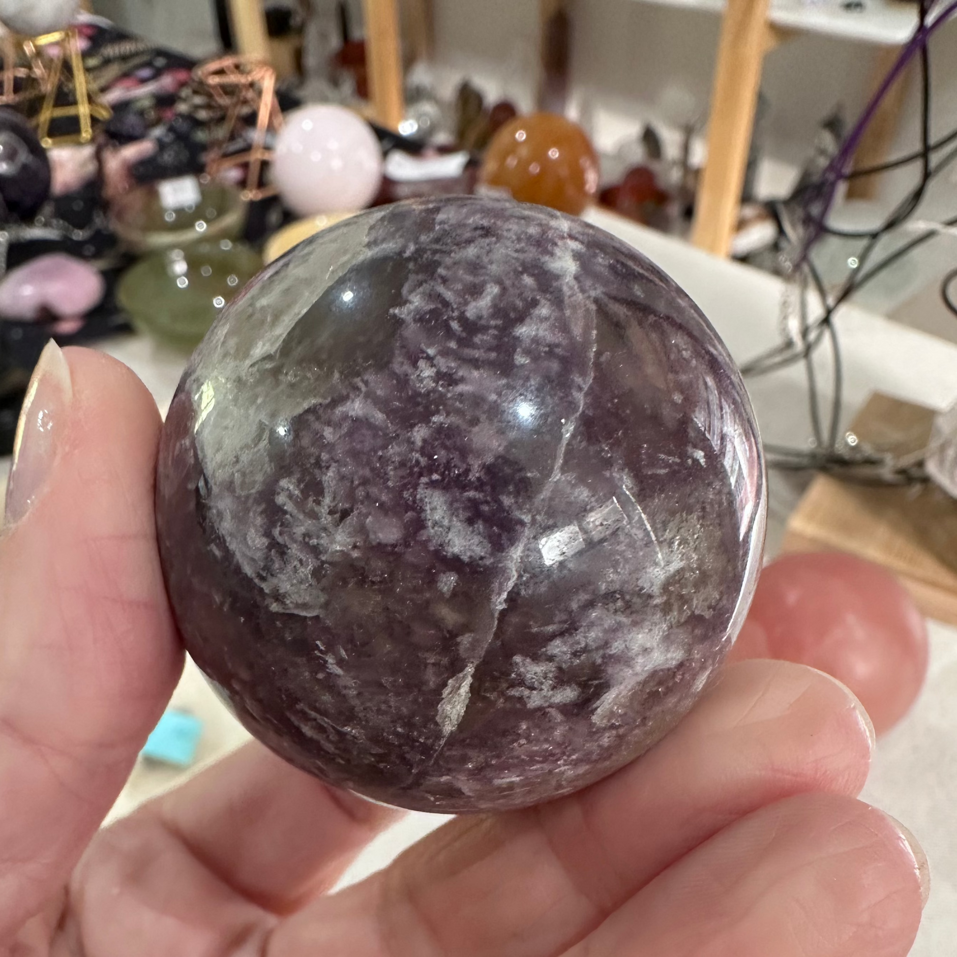 Tourmaline in Purple Mica Sphere