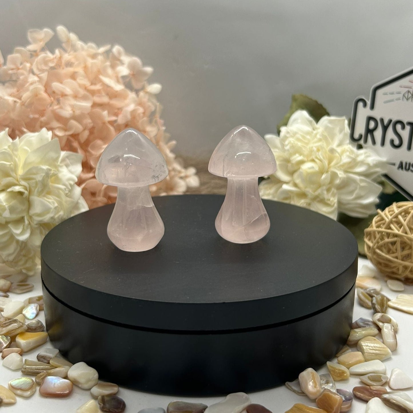 Rose Quartz Mushroom Carvings 44g