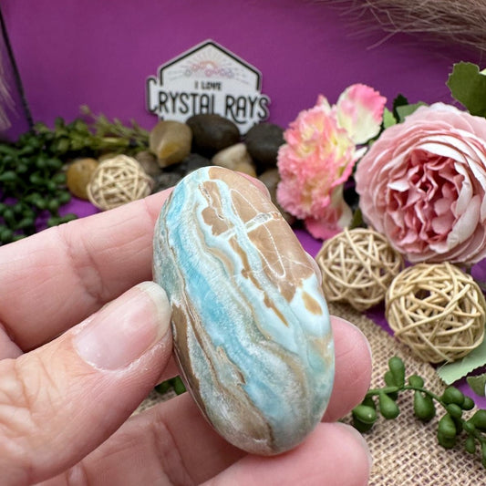Blue Aragonite ~ Palm stone