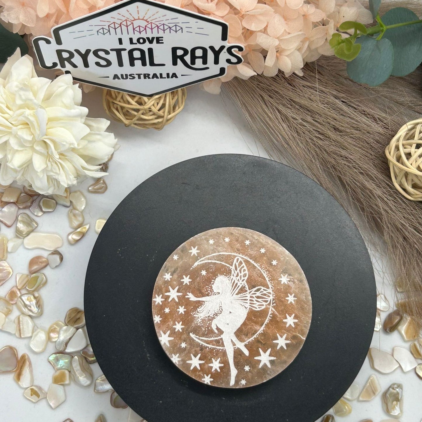 Peach Selenite Charging plate 110g