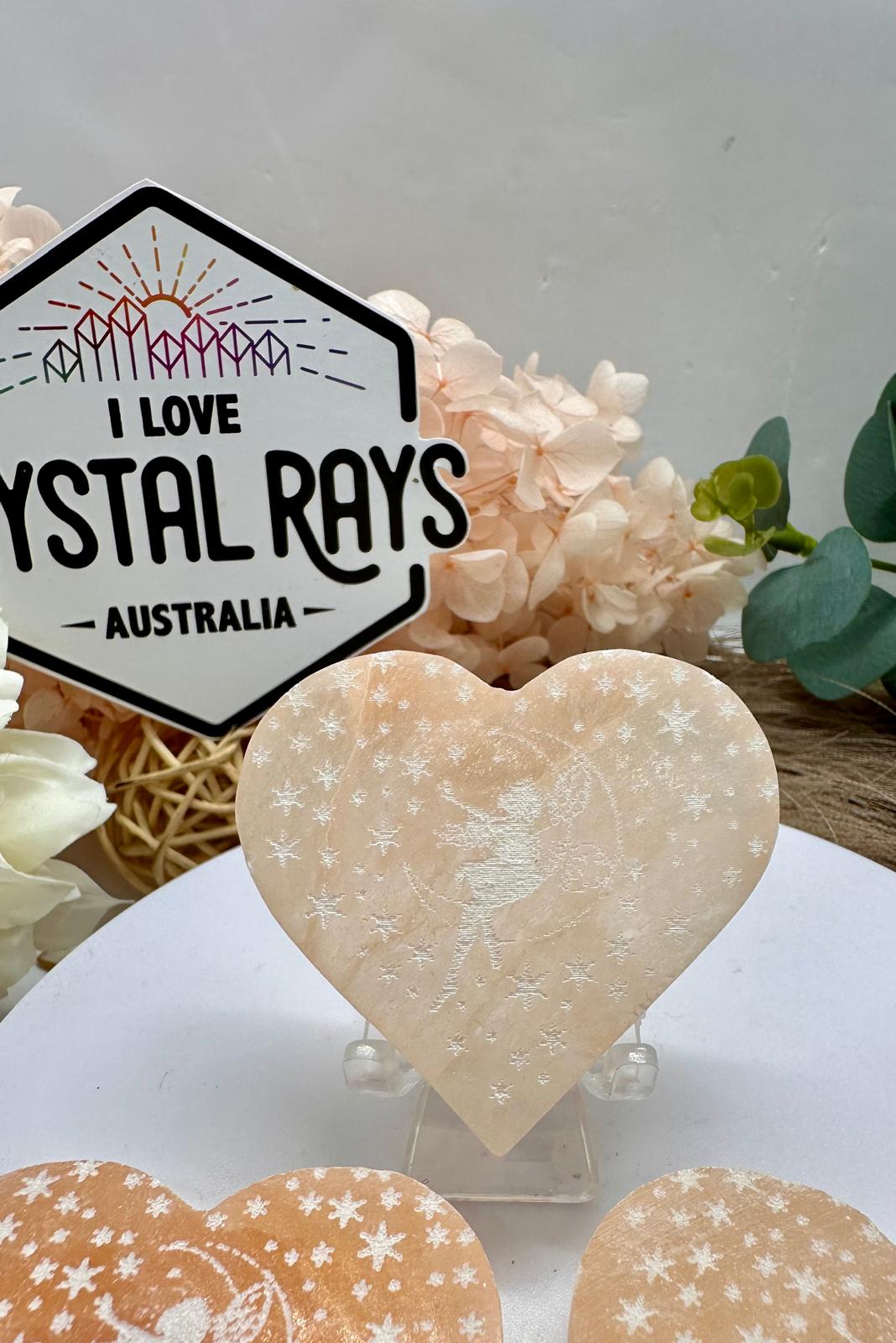 Peach Selenite Heart Carving 42g