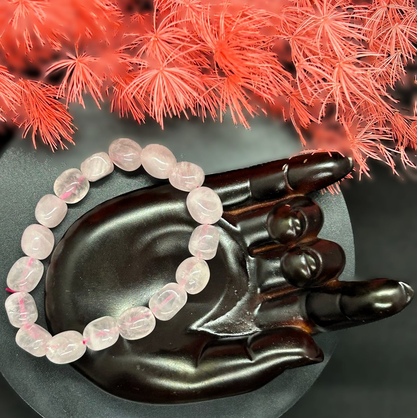 Rose Quartz Tumbled Beaded Bracelet 10mm