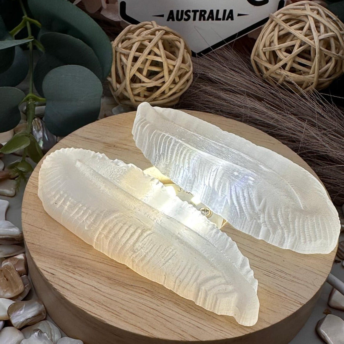 Selenite Feather Carving 43g