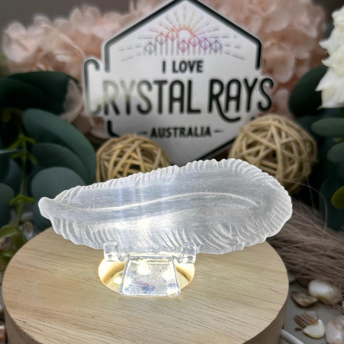 Selenite Feather Carving 43g