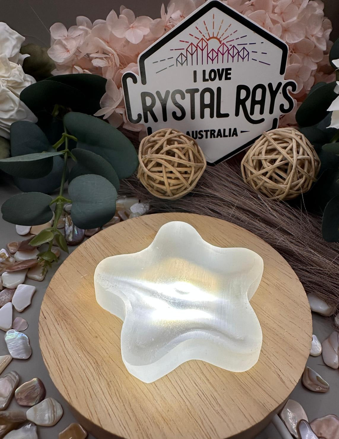 Selenite Star Bowl Carving 55g