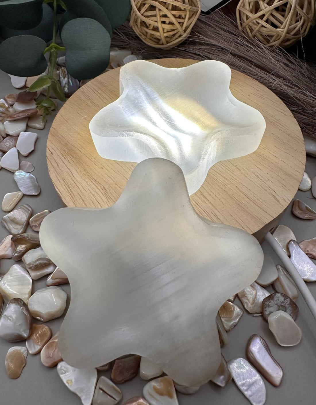 Selenite Star Bowl Carving 55g