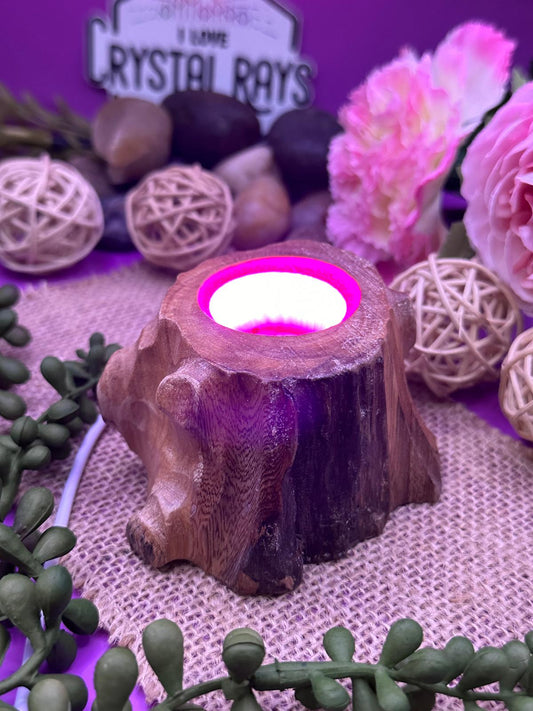 Colour LED Stand~ Wooden Tree Stump