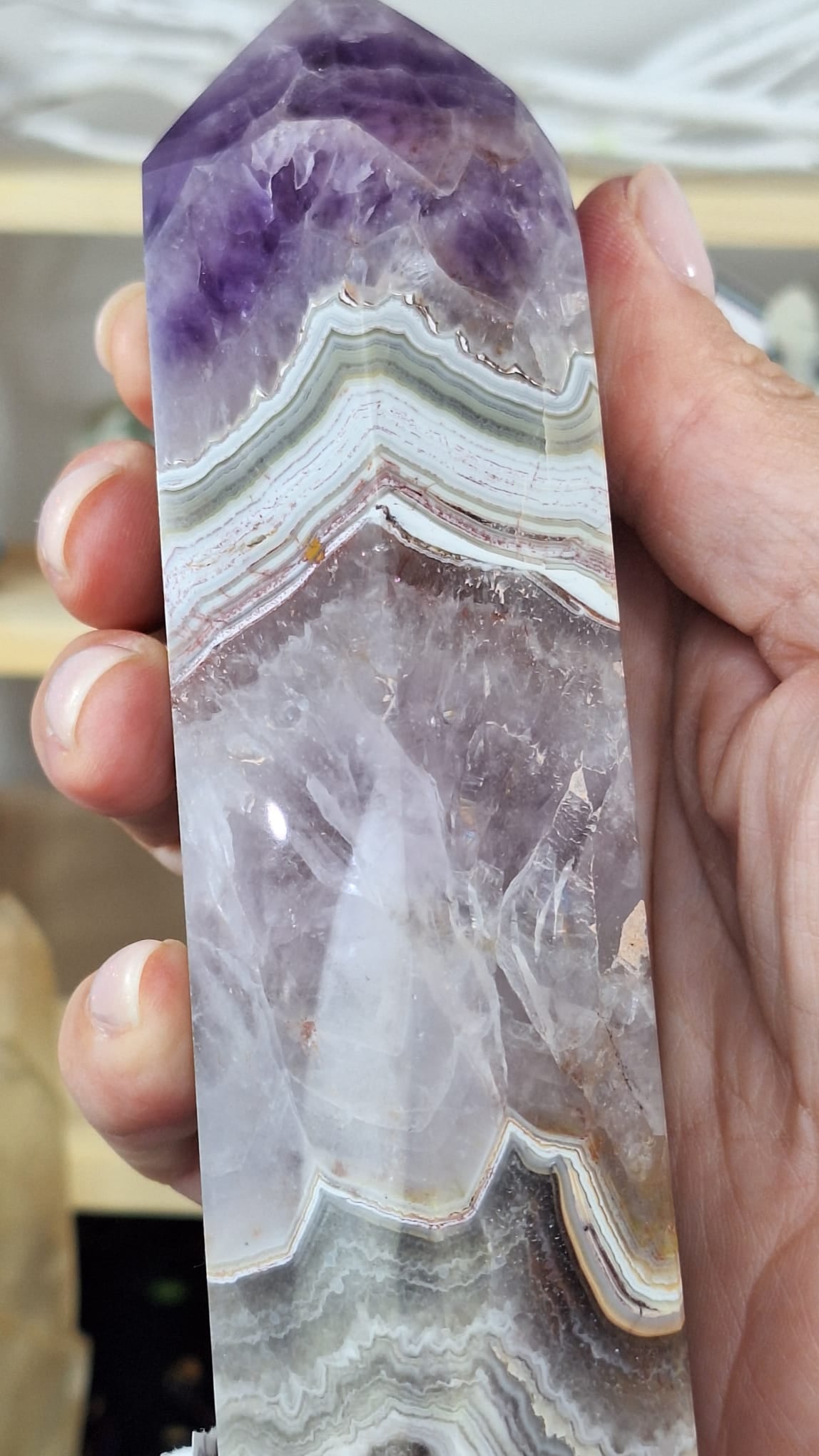 Mexican Agate & Amethyst Tower