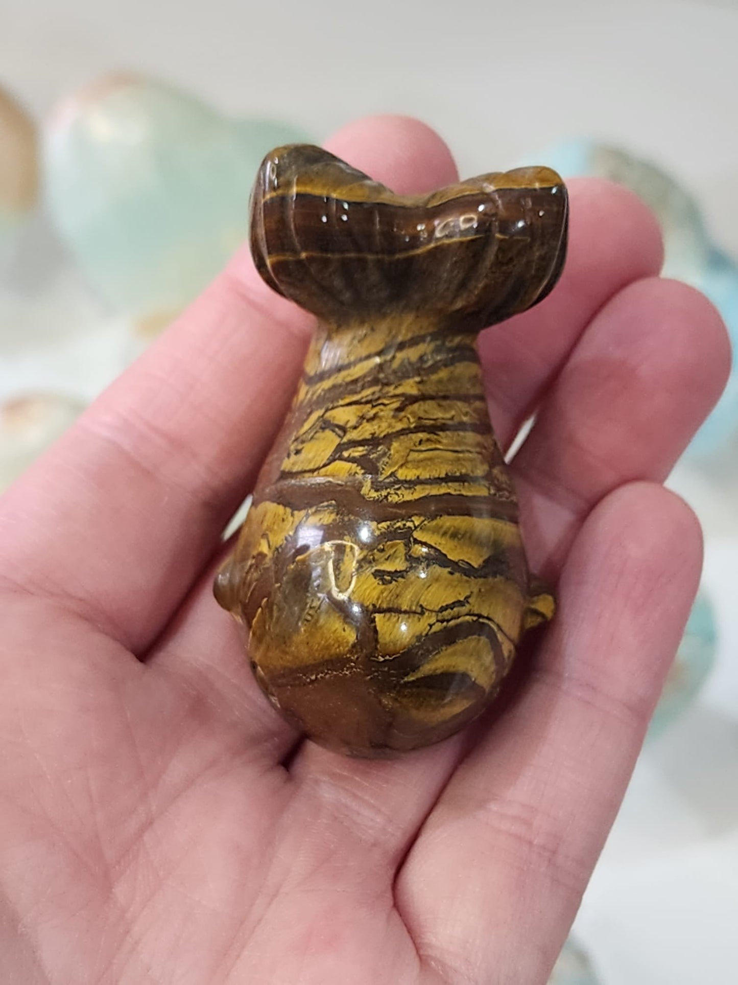 Tigers Eye Whale Carving