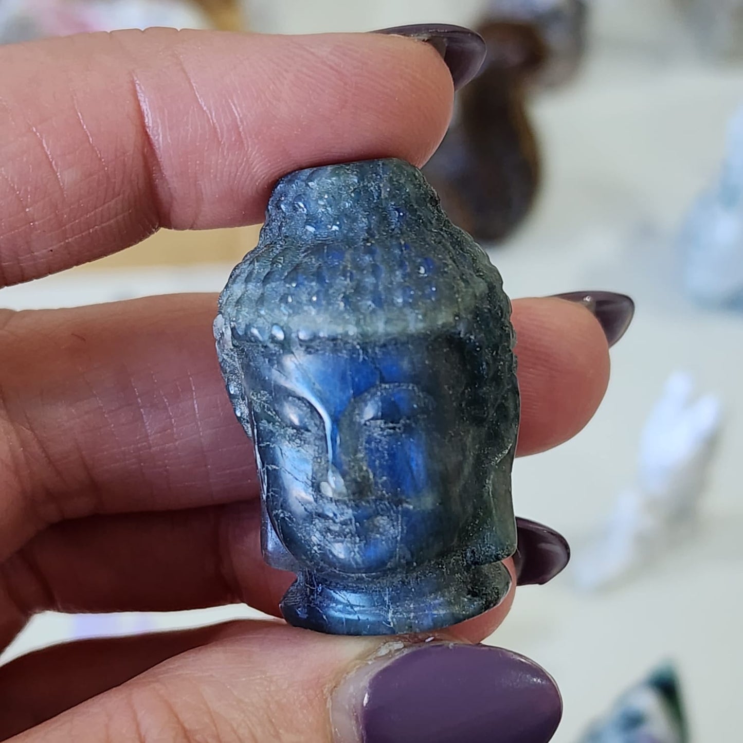 Labradorite Buddha Head carving