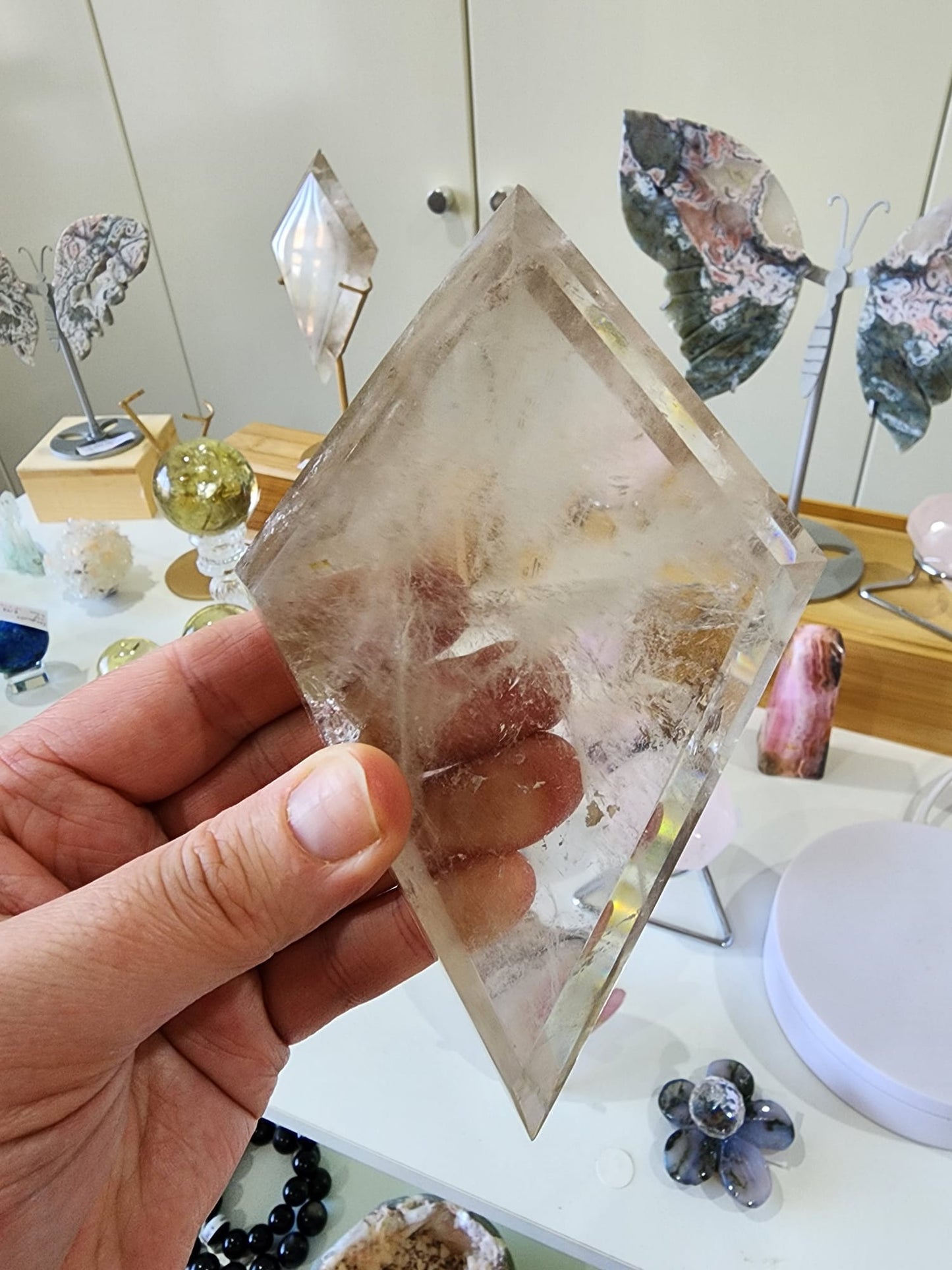Smoky Quartz Diamond + Stand 309g