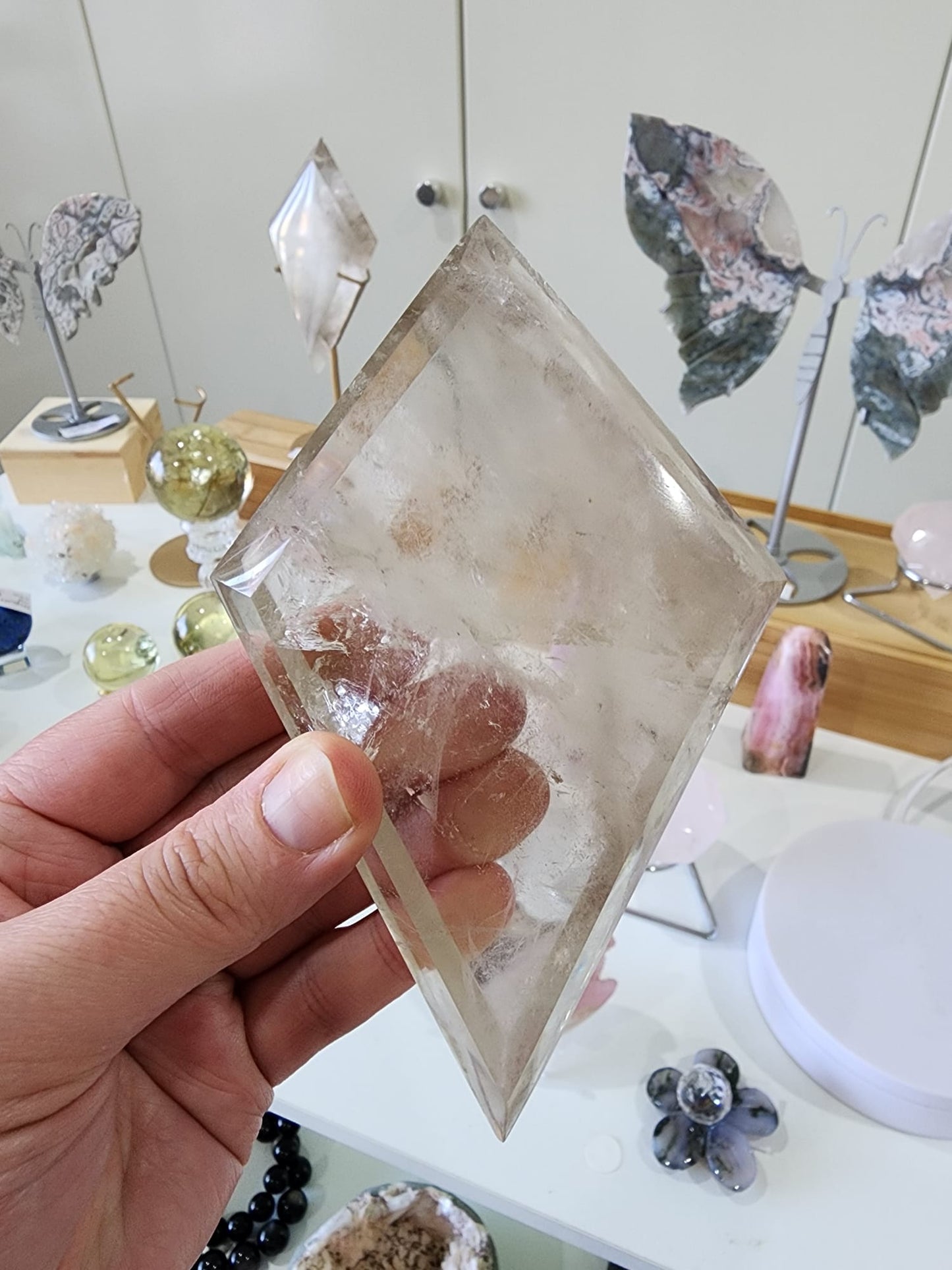 Smoky Quartz Diamond + Stand 309g