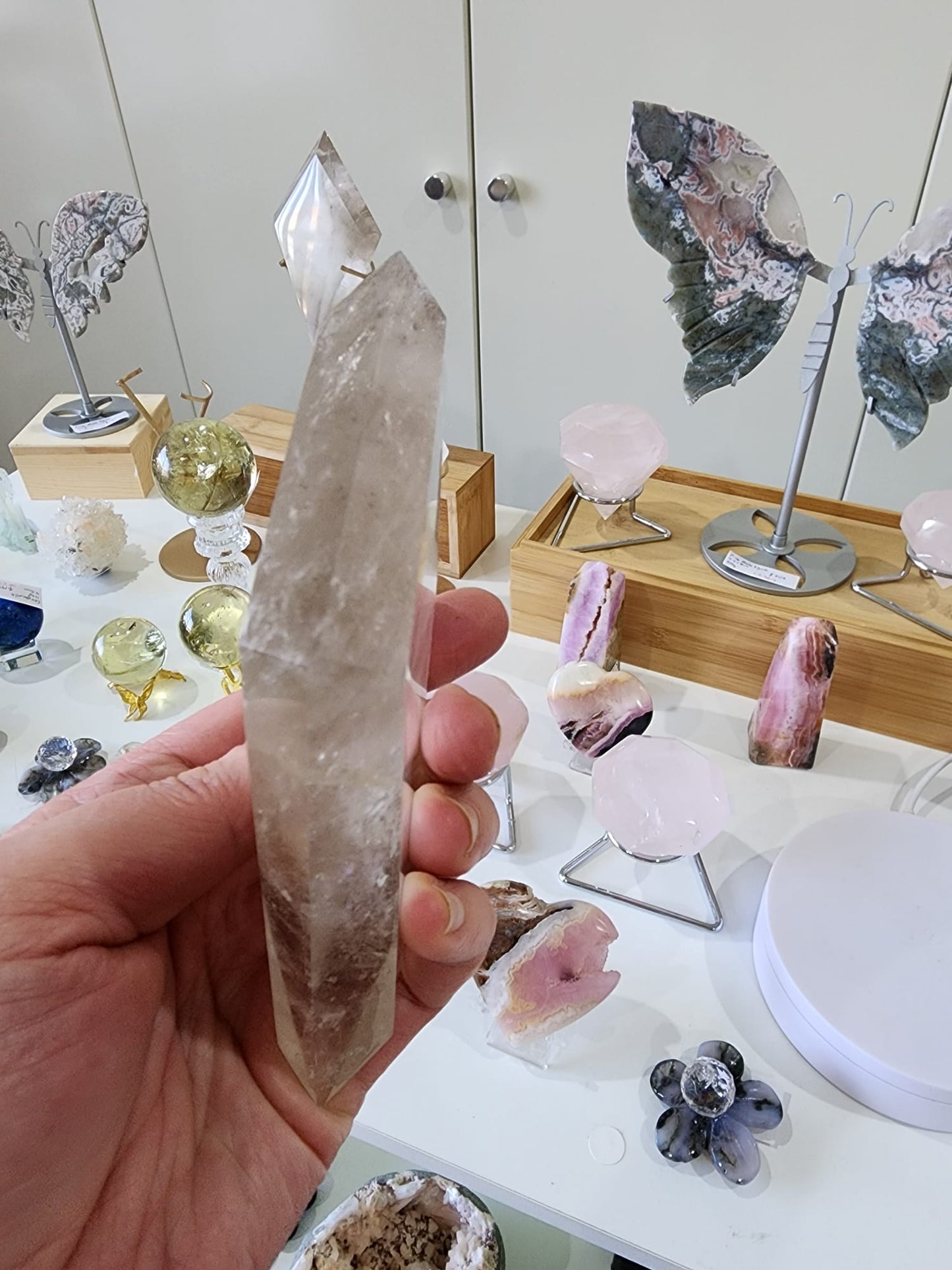 Smoky Quartz Diamond + Stand 309g