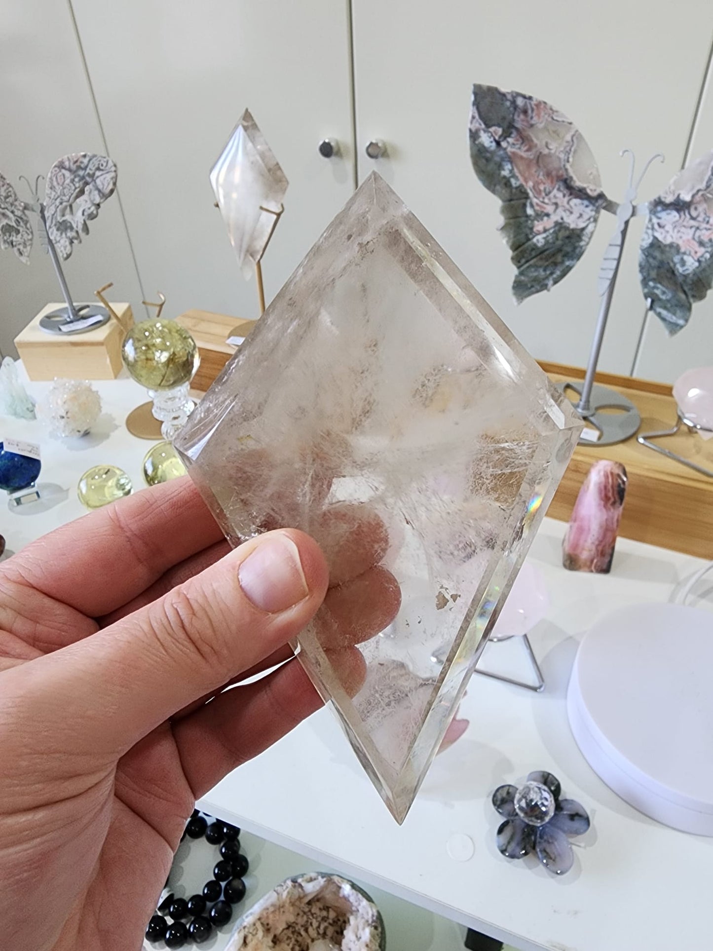Smoky Quartz Diamond + Stand 309g