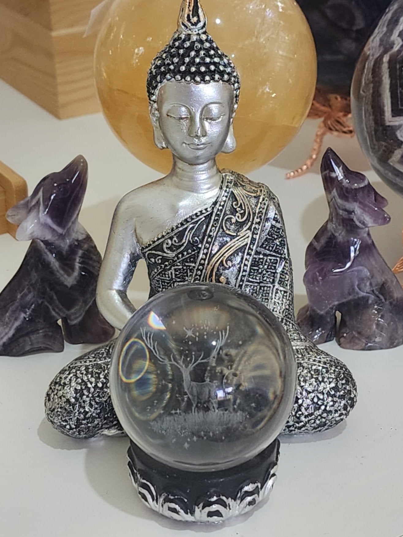 Glass Sphere Reindeer 265g (Lazer cut)