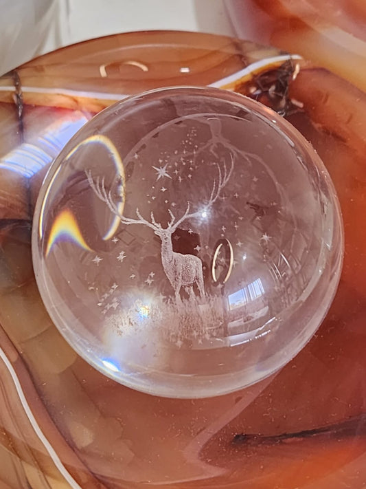 Glass Sphere Reindeer 265g (Lazer cut)