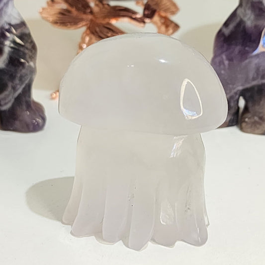 White Fluorite ~ Jelly Fish carving