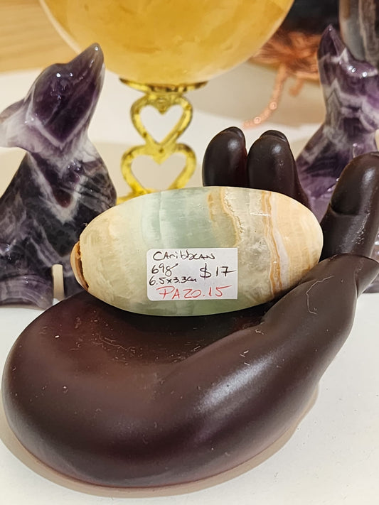 ππ Caribbean Blue Calcite ~ Palm Stone