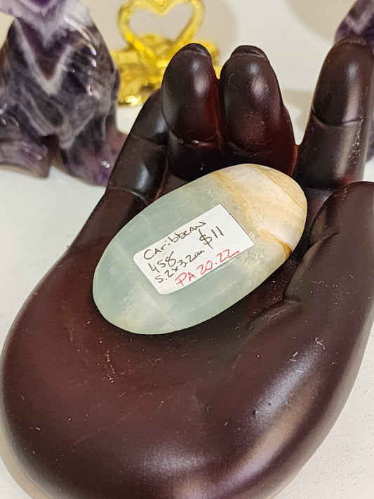 Caribbean Blue Calcite ~ Palm stone