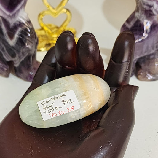Caribbean Blue Calcite ~ Palm stone