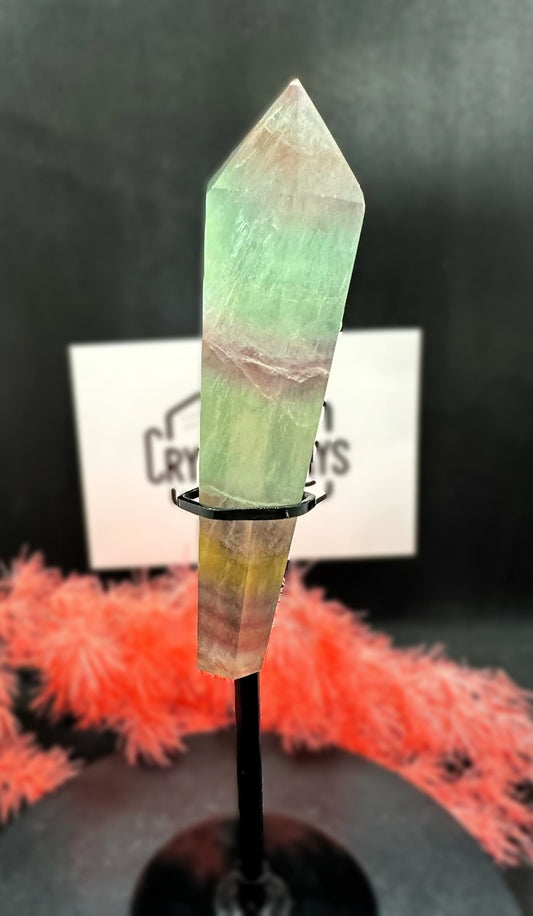 Rainbow Fluorite ~ Wand + stand