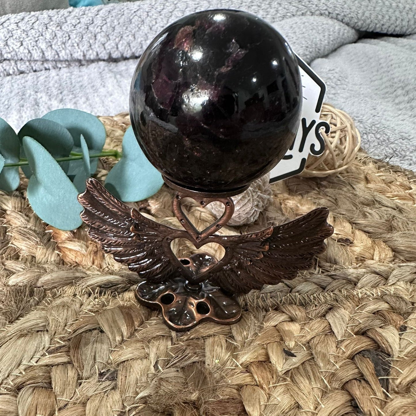 Sphere Stand with Love Heart Wings - Red Copper