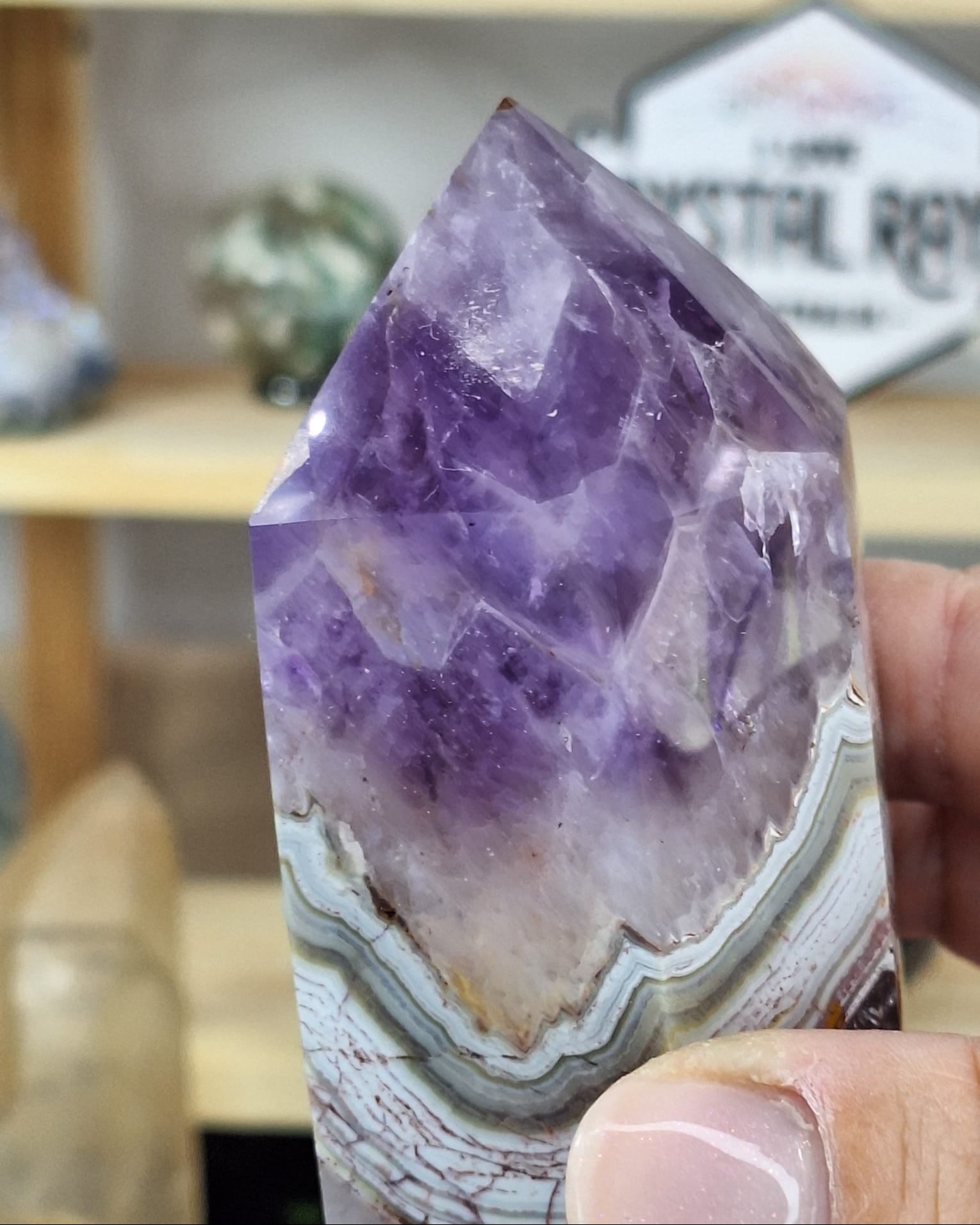 Mexican Agate & Amethyst Tower