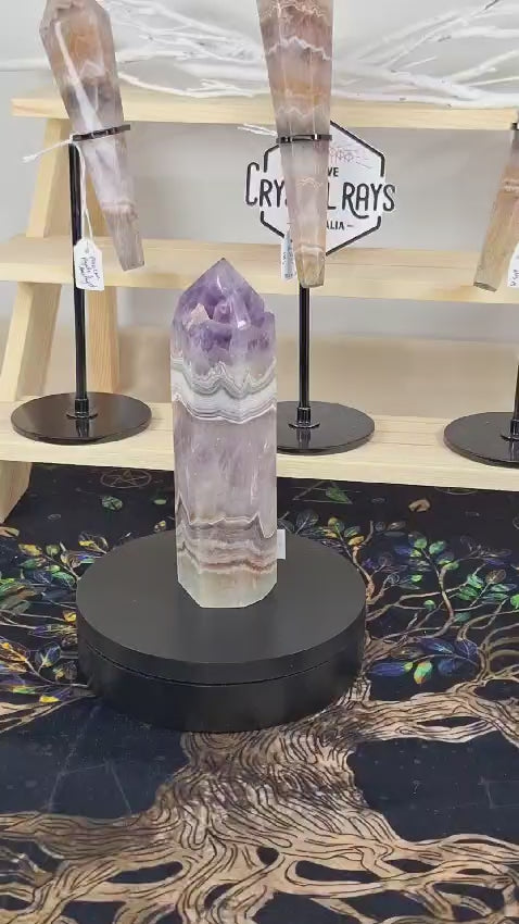Mexican Agate & Amethyst Tower
