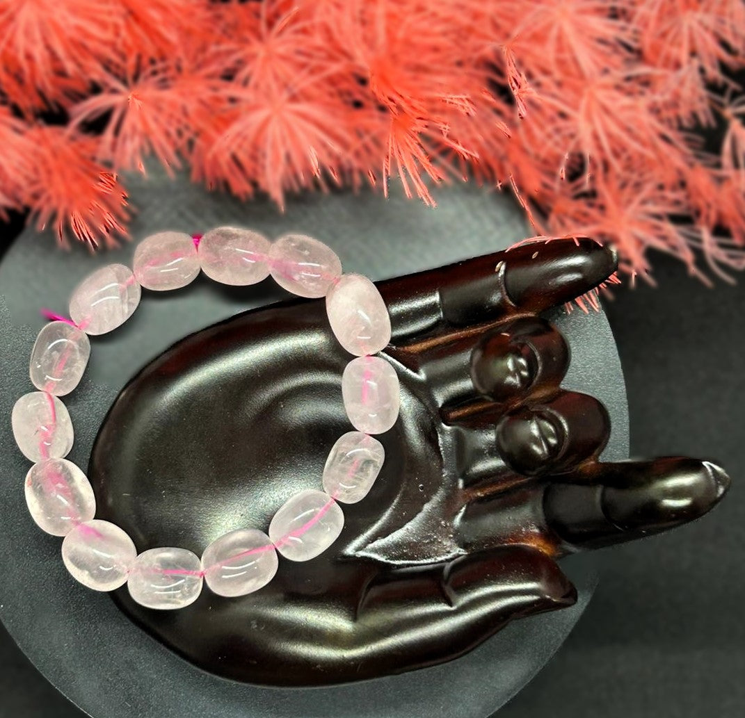 Rose Quartz Tumbled Beaded Bracelet 12mm