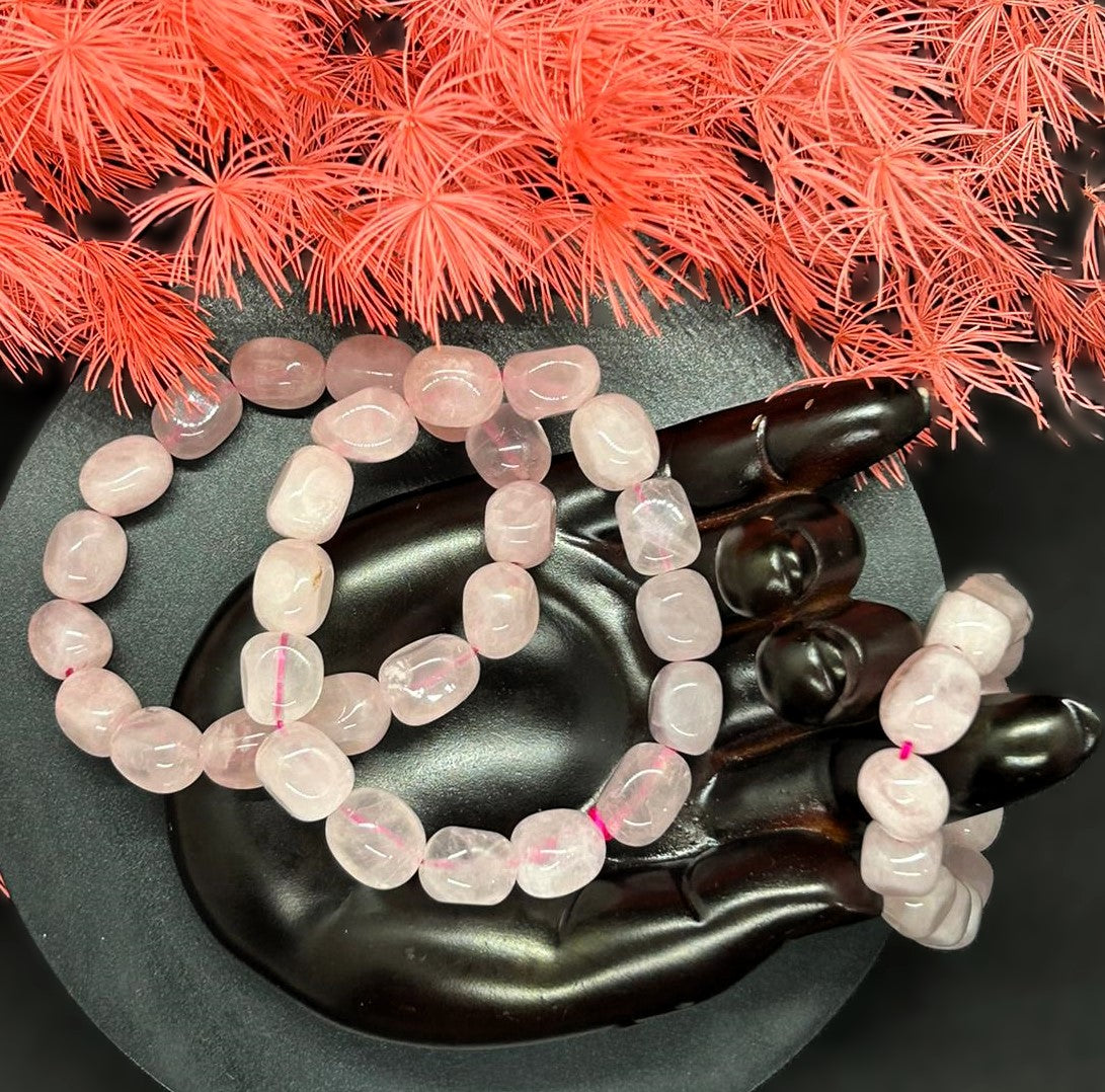 Rose Quartz Tumbled Beaded Bracelet 12mm
