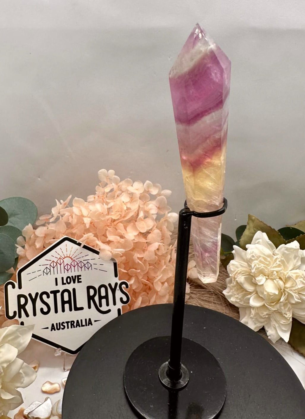 Rainbow Fluorite Wand +Stand