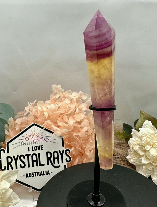 Rainbow Fluorite Wand + Stand