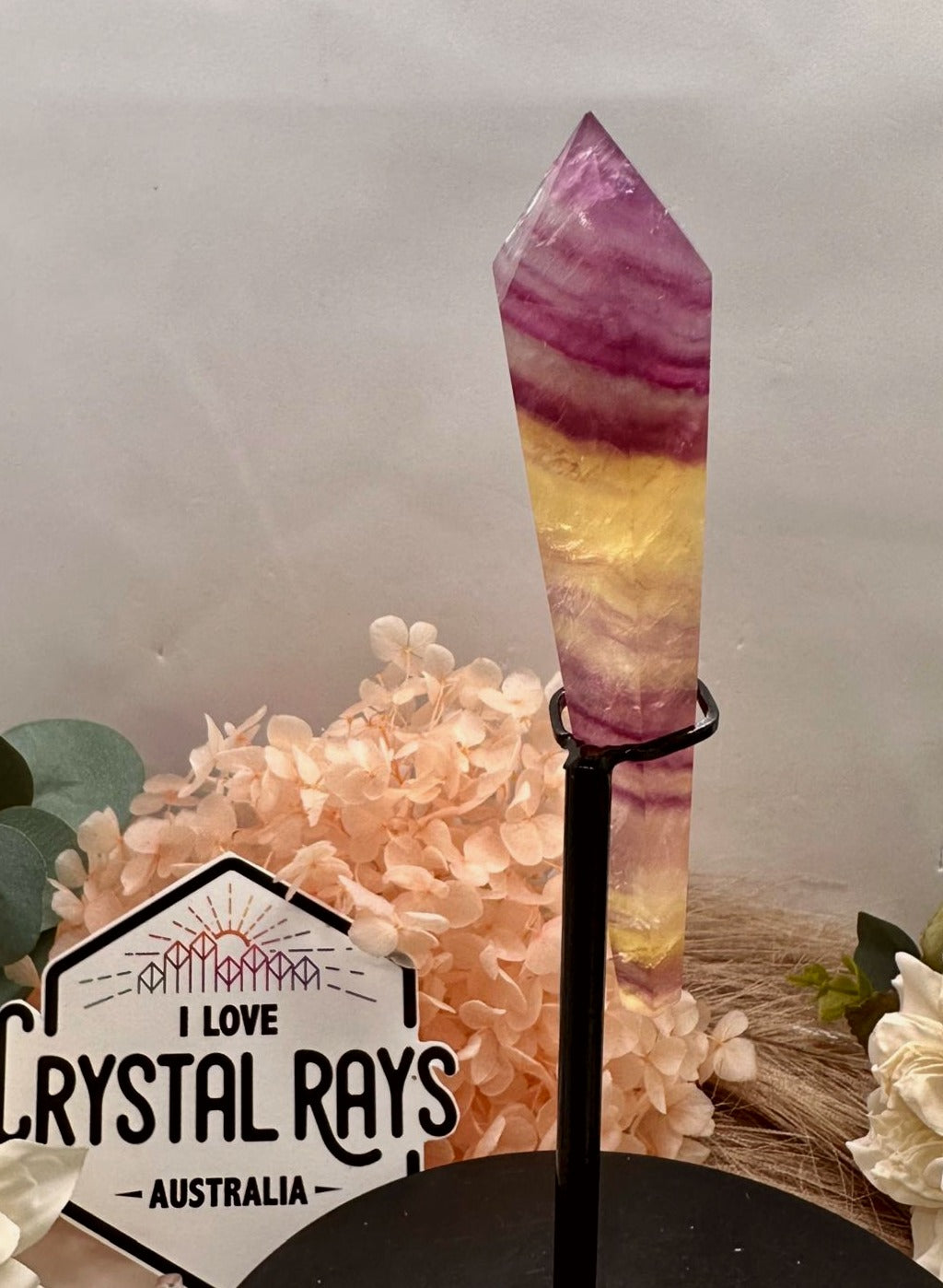 Rainbow Fluorite Wand + Stand