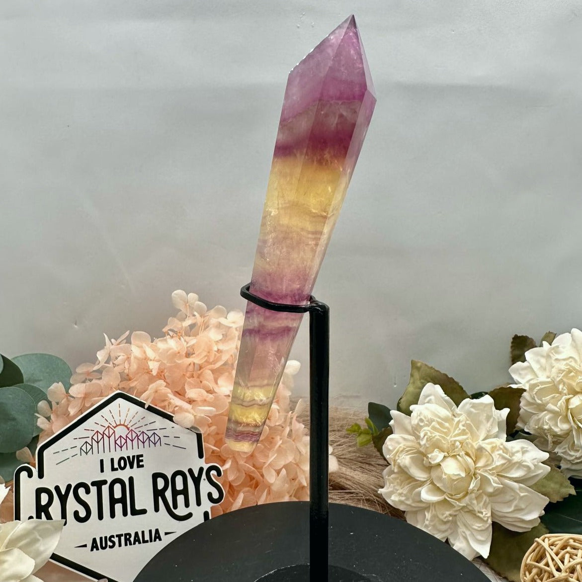 Rainbow Fluorite Wand + Stand